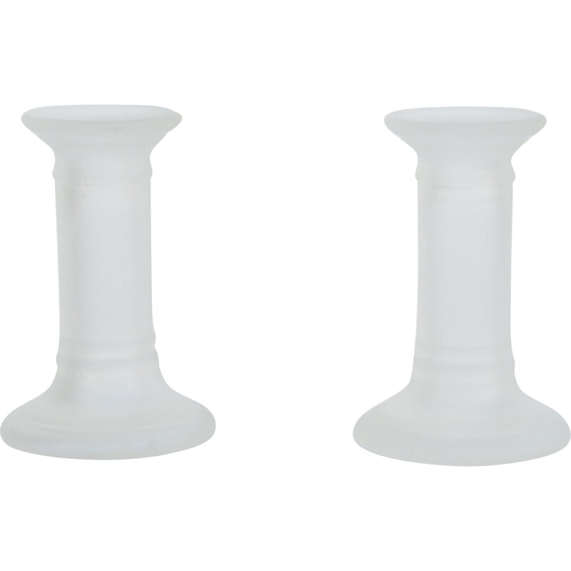 Pair of vintage milk glass candlesticks, Germany 1980