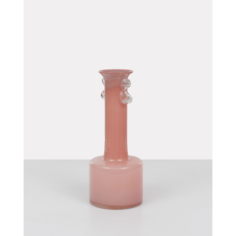 Pink vase in glass from Eastern Europe - 1980s