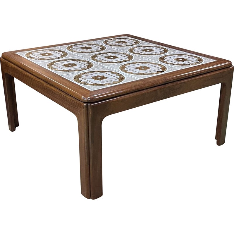 Vintage teak coffee table with tiled top, 1970