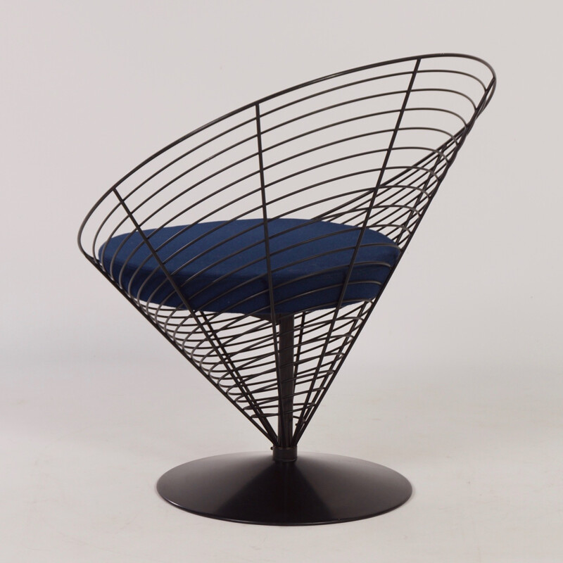 Chaise fil bleu Cone par Verner Panton pour Fritz Hansen - 1980