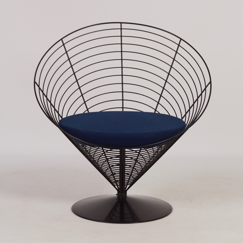 Chaise fil bleu Cone par Verner Panton pour Fritz Hansen - 1980