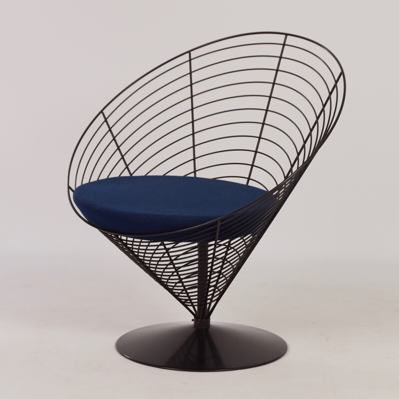 Chaise fil bleu Cone par Verner Panton pour Fritz Hansen - 1980