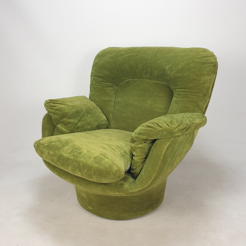 Vintage Space Age "Karate" armchair in fiberglass and velvet fabric by Michel Cadestin for Airborne, France 1970