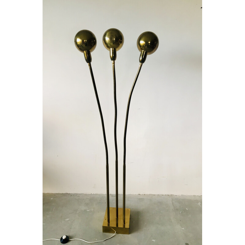 Vintage Hydra floor lamp in gilded metal by Pierre Folie for Jacques Charpentier, 1970