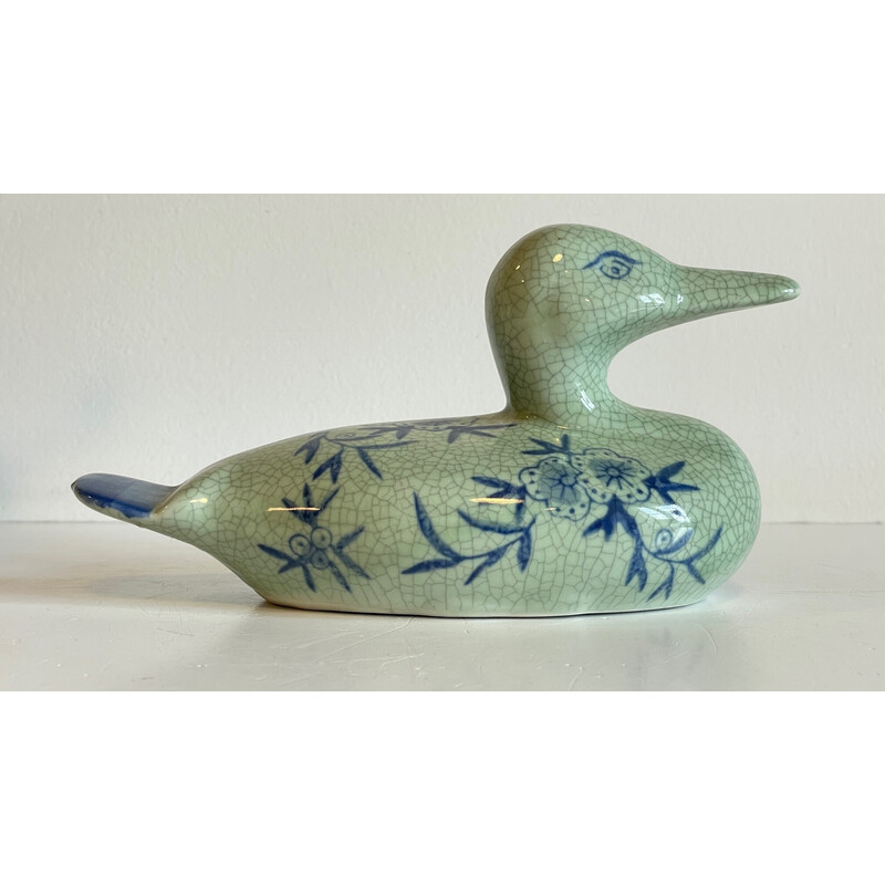 Vintage cracked ceramic duck, 1980
