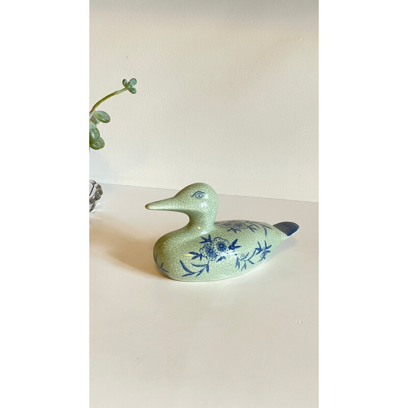 Vintage cracked ceramic duck, 1980