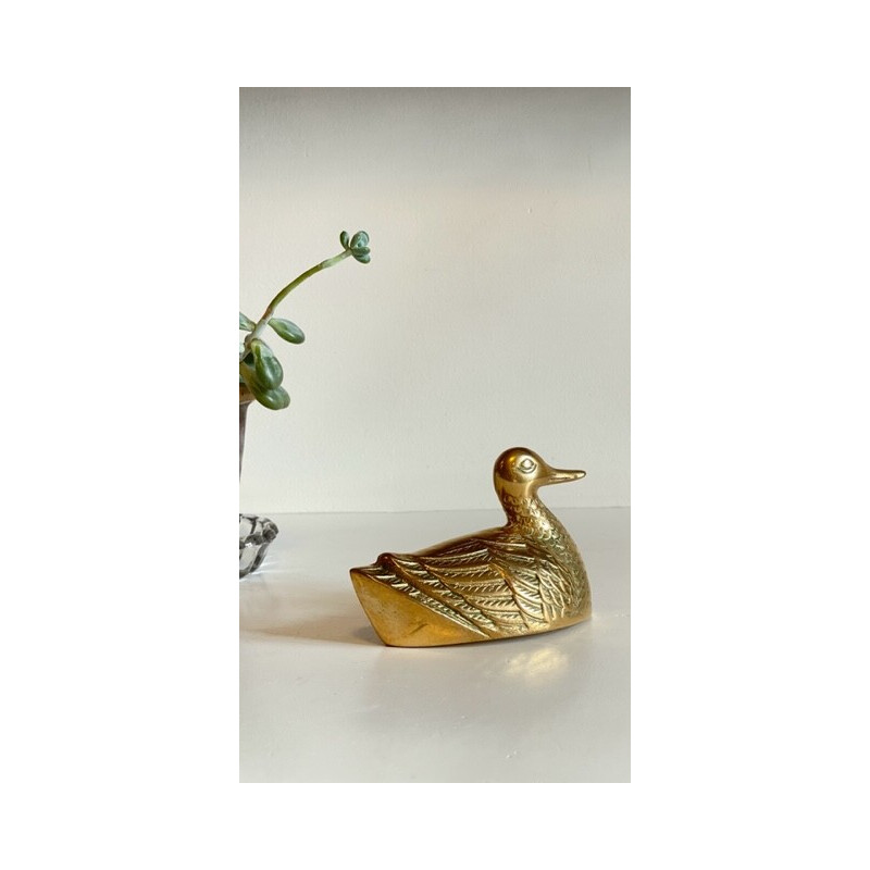 Vintage-Ente aus Messing und Keramik