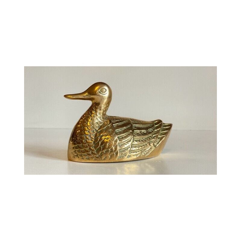 Vintage-Ente aus Messing und Keramik