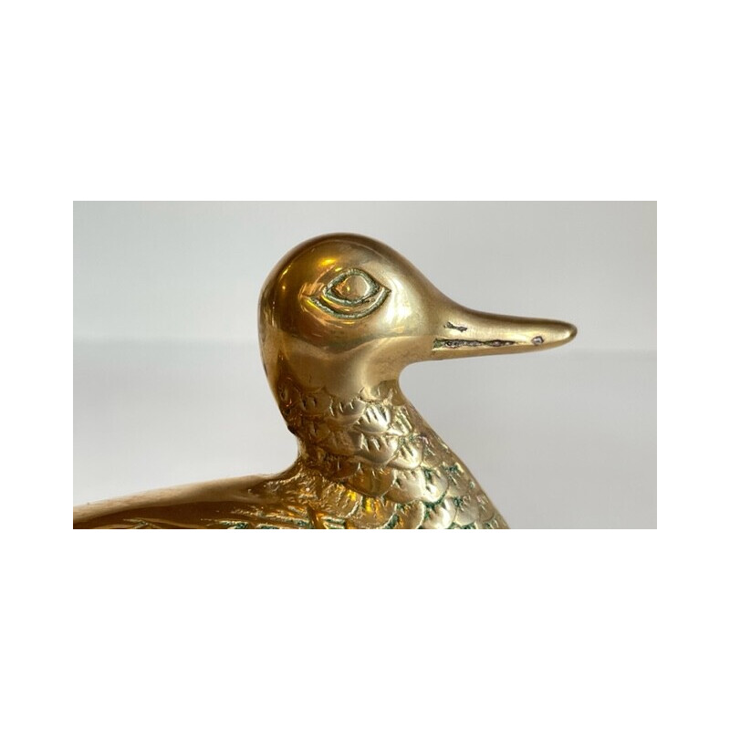 Vintage brass and ceramic duck