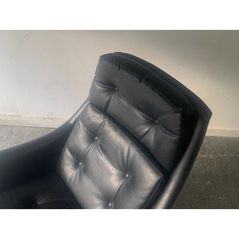 Vintage black faux leather chair for Kanari, Denmark 1970