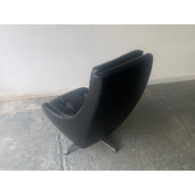 Vintage black faux leather chair for Kanari, Denmark 1970