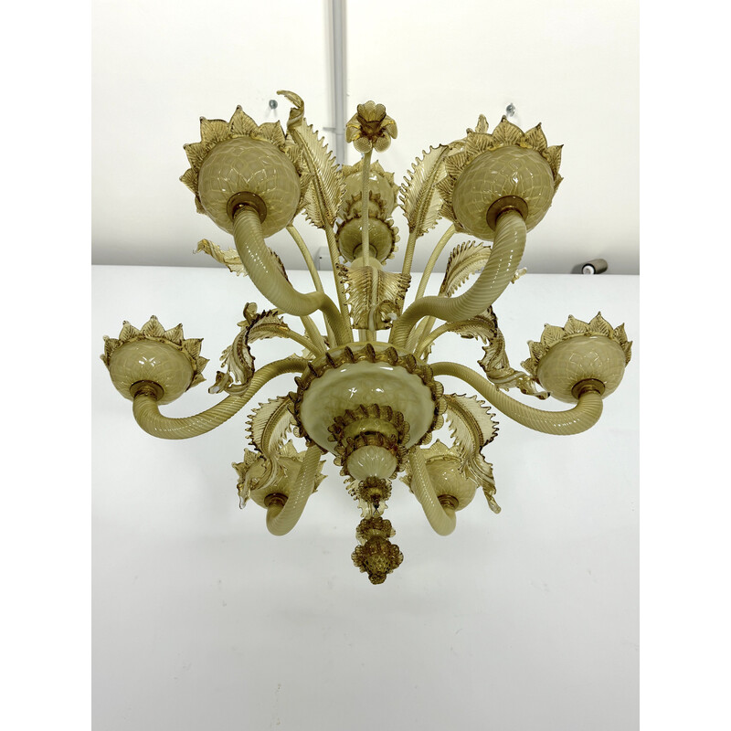 Vintage Murano glass chandelier with 6 arms, Italy 1950