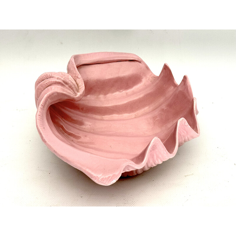 Cuenco Art Decó vintage en cerámica rosa, Italia 1930