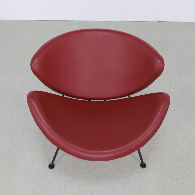 Vintage-Sessel aus orangefarbenem Leder von Pierre Paulin für Artifort