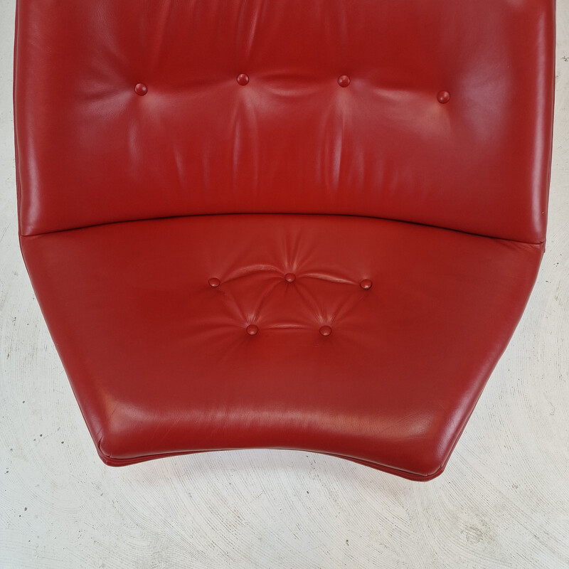 Fauteuil vintage F510 en bois et cuir par Geoffrey Harcourt pour Artifort, 1970