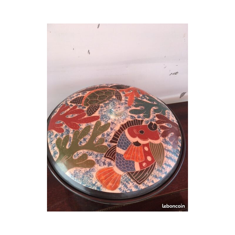 Vintage covered dish in glazed ceramic by Juan Campos, 1950