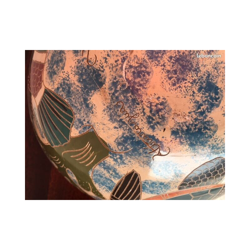 Vintage covered dish in glazed ceramic by Juan Campos, 1950