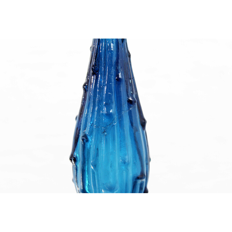 Vintage carafe in blue polished glass, Italy 1960