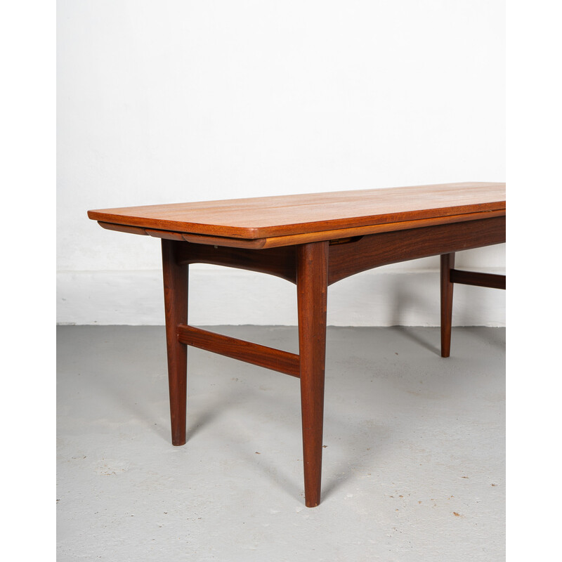 Vintage metamorphic extendable coffee table in afromosia and teak, Denmark
