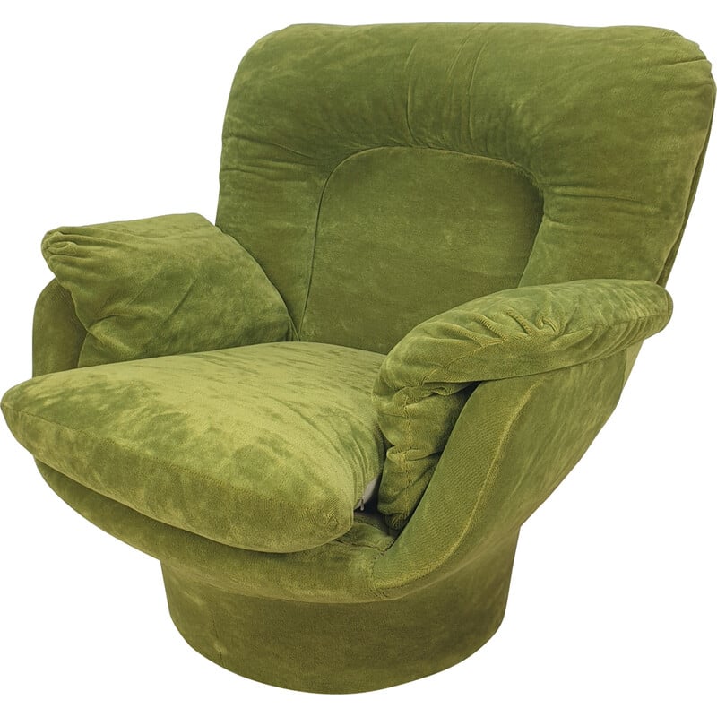 Fauteuil "Karaté" vintage Space Age en fibre de verre et tissu en velours par Michel Cadestin pour Airborne, France 1970