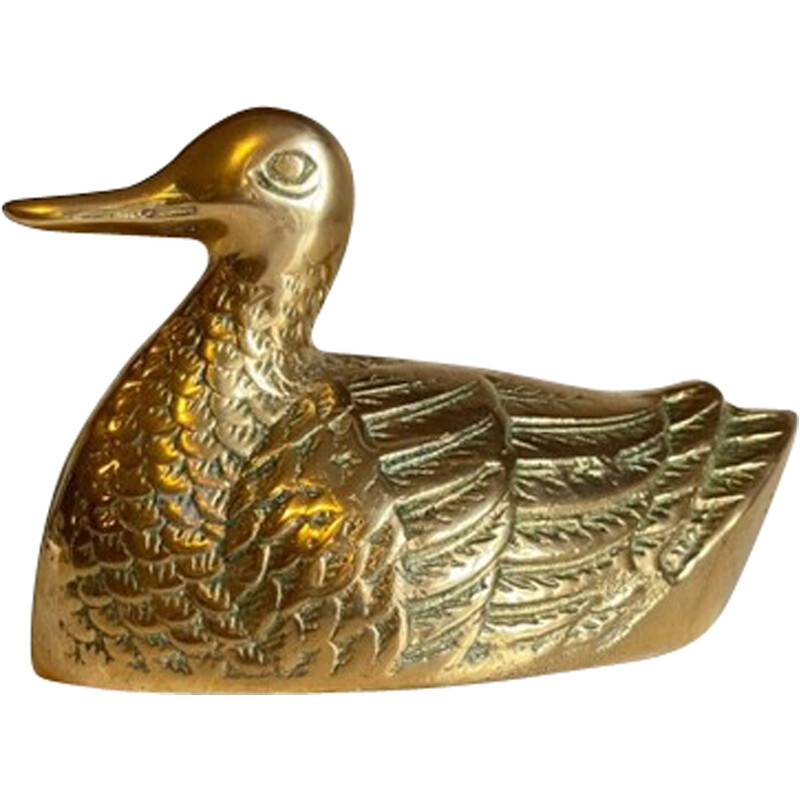 Vintage brass and ceramic duck
