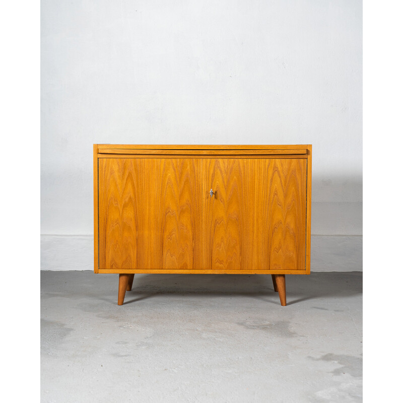 Vintage Bauhaus sideboard in teak and elm veneer by Franz Ehrlich for VEB Deutsche Werkstätten Hellerau, Germany 1950