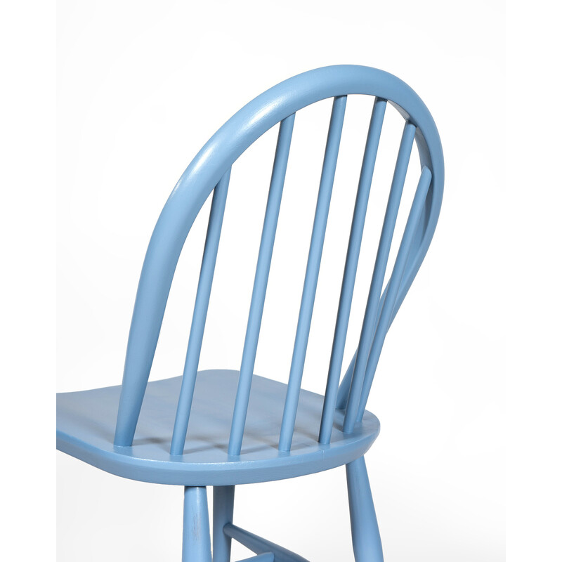 Vintage blue Windsor wooden chair by Lucian Ercolani for Ercol