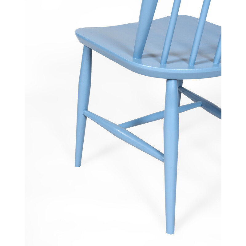 Vintage blue Windsor wooden chair by Lucian Ercolani for Ercol