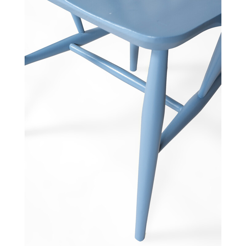 Vintage blue Windsor wooden chair by Lucian Ercolani for Ercol