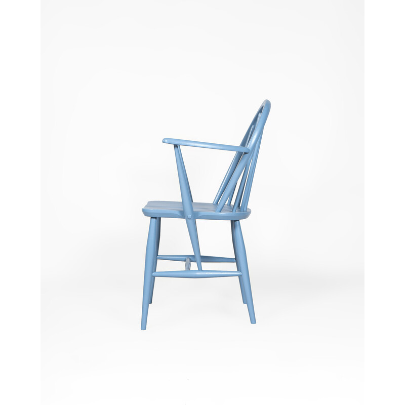 Chaise vintage Windsor bleue en bois et hêtre de Lucian Ercolani pour Ercol