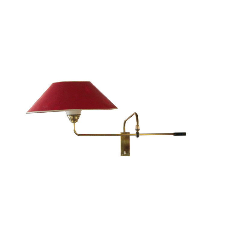 Vintage articulated brass wall lamp, 1960