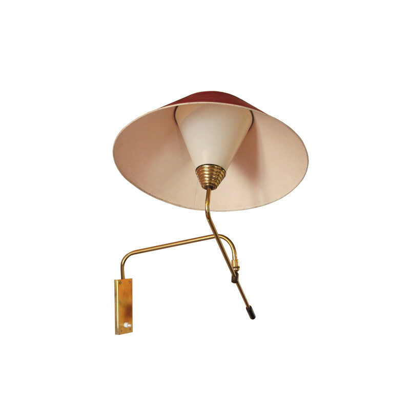 Vintage articulated brass wall lamp, 1960