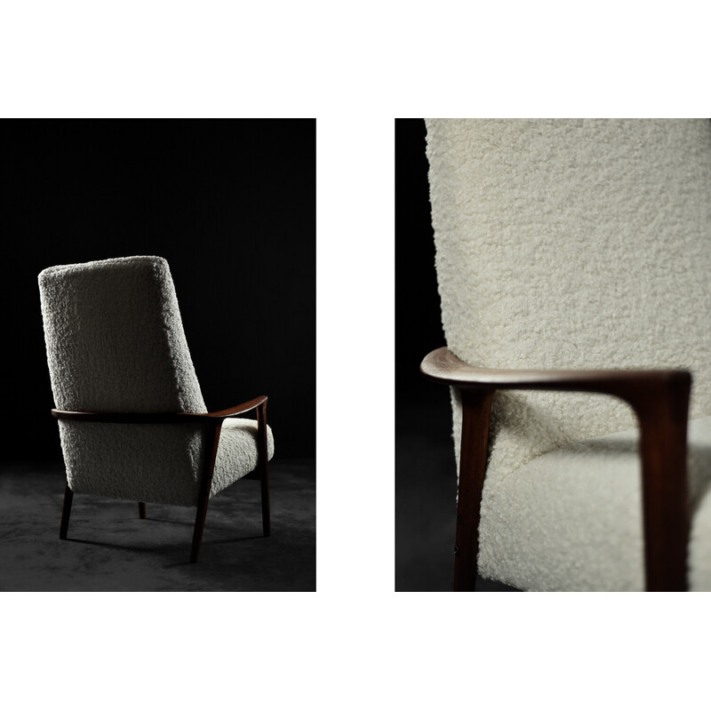 Fauteuil vintage en bois de teck blanc pour Bröderna Anderssons, Suède 1960