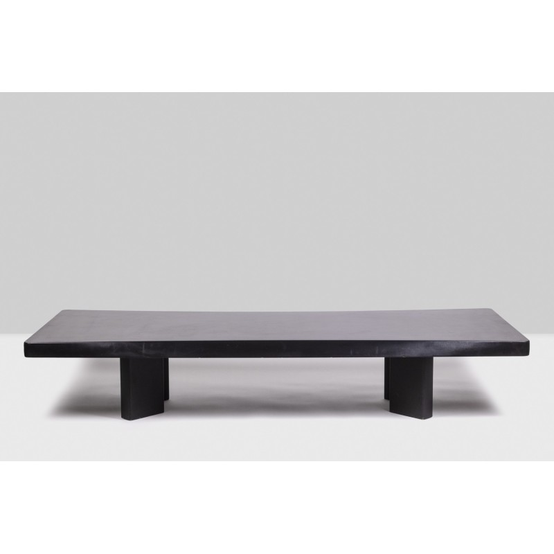Vintage Plana rectangular coffee table in black lacquered wood by Charlotte Perriand for Cassina, 1990