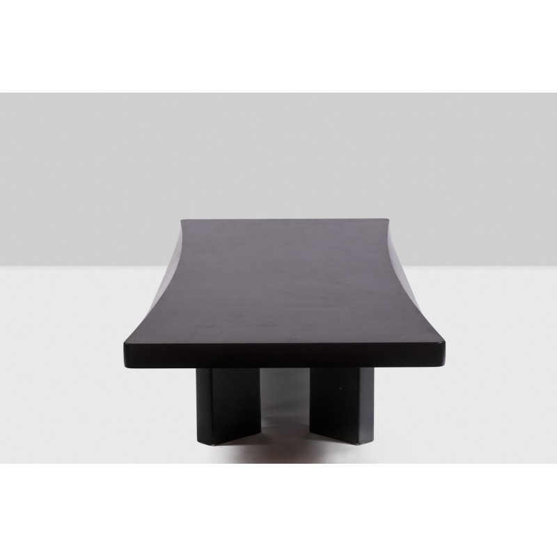 Vintage Plana rectangular coffee table in black lacquered wood by Charlotte Perriand for Cassina, 1990