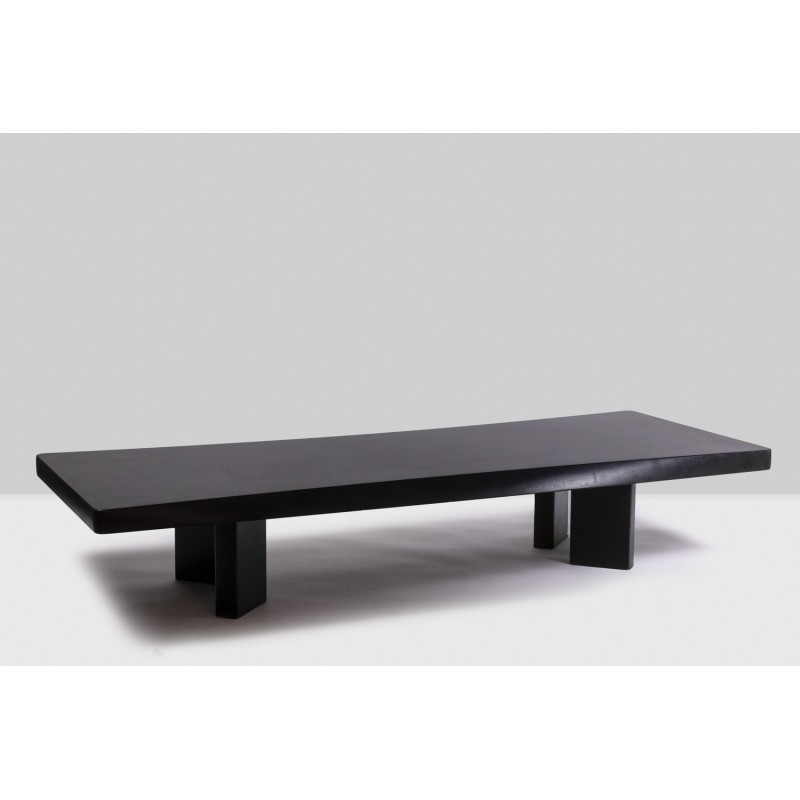 Vintage Plana rectangular coffee table in black lacquered wood by Charlotte Perriand for Cassina, 1990