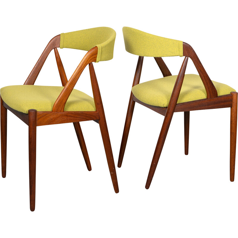 Pair of vintage model 31 chairs in Afrormosia wood by Kai Kristiansen for Schou Andersen Møbelfabrik, Denmark