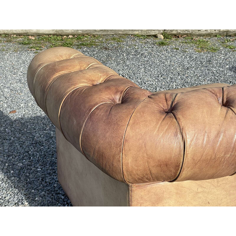 Vintage 5-seater Chesterfield leather sofa