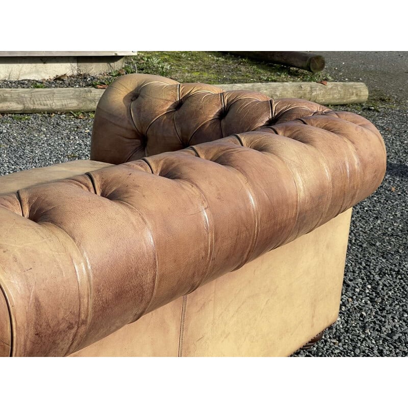 Vintage Chesterfield 5-Sitzer-Sofa aus Leder