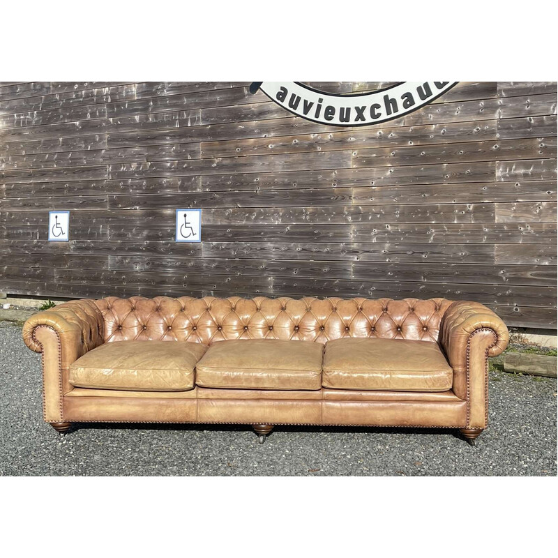 Vintage 5-seater Chesterfield leather sofa