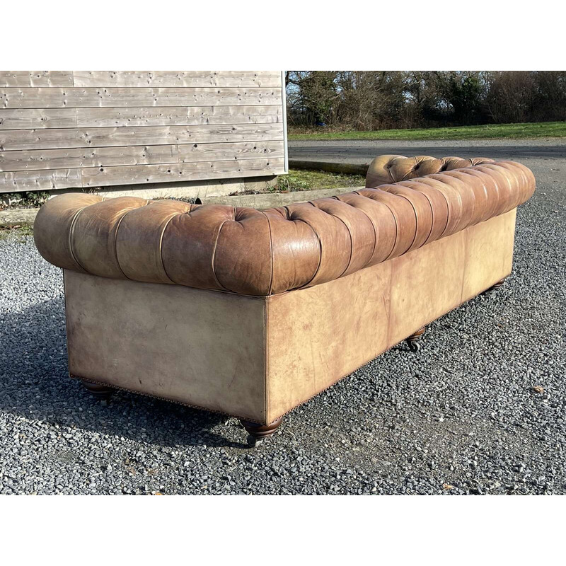 Vintage 5-seater Chesterfield leather sofa