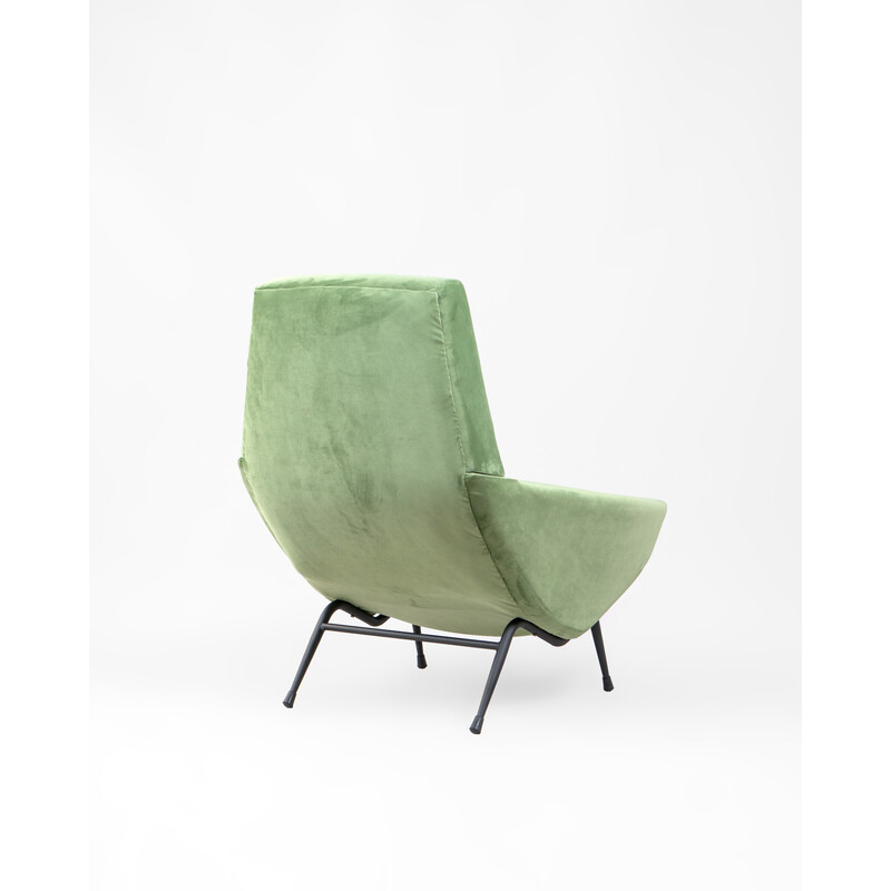 Vintage armchair in solid wood and green velvet by Guy Besnard, 1950