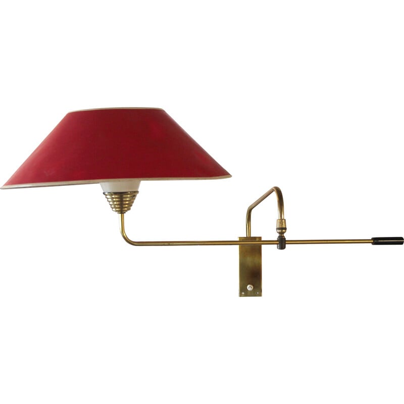 Vintage articulated brass wall lamp, 1960