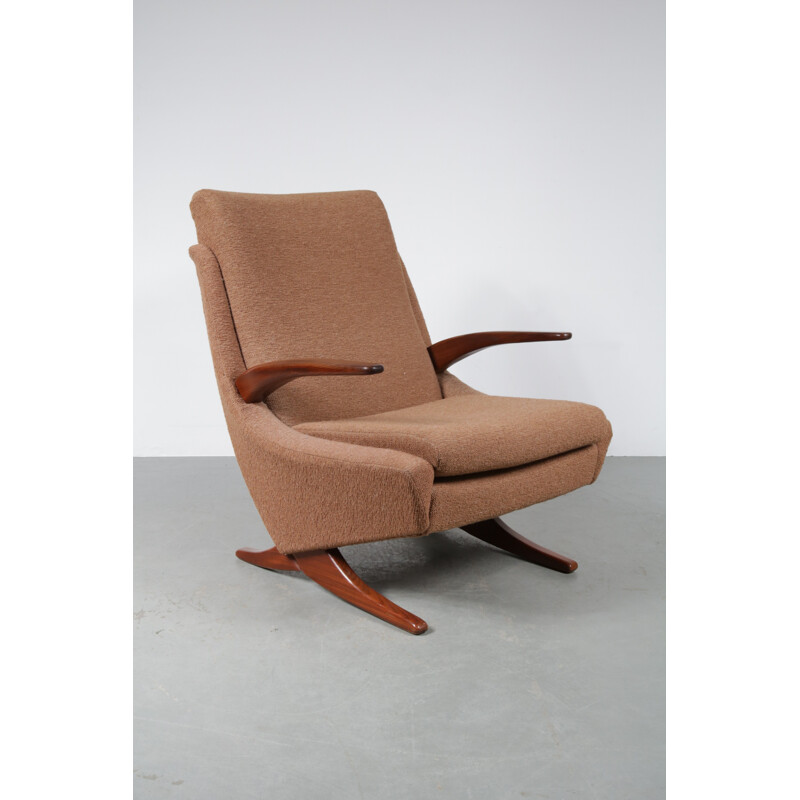 Dutch mid-century light brown easy chair - 1950s