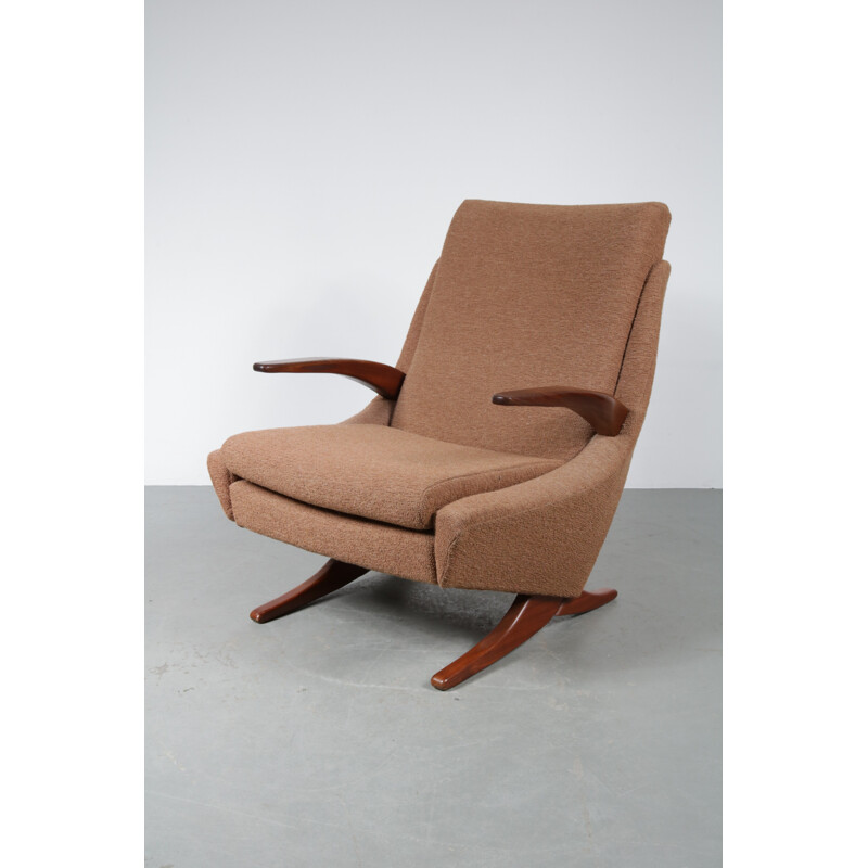 Dutch mid-century light brown easy chair - 1950s