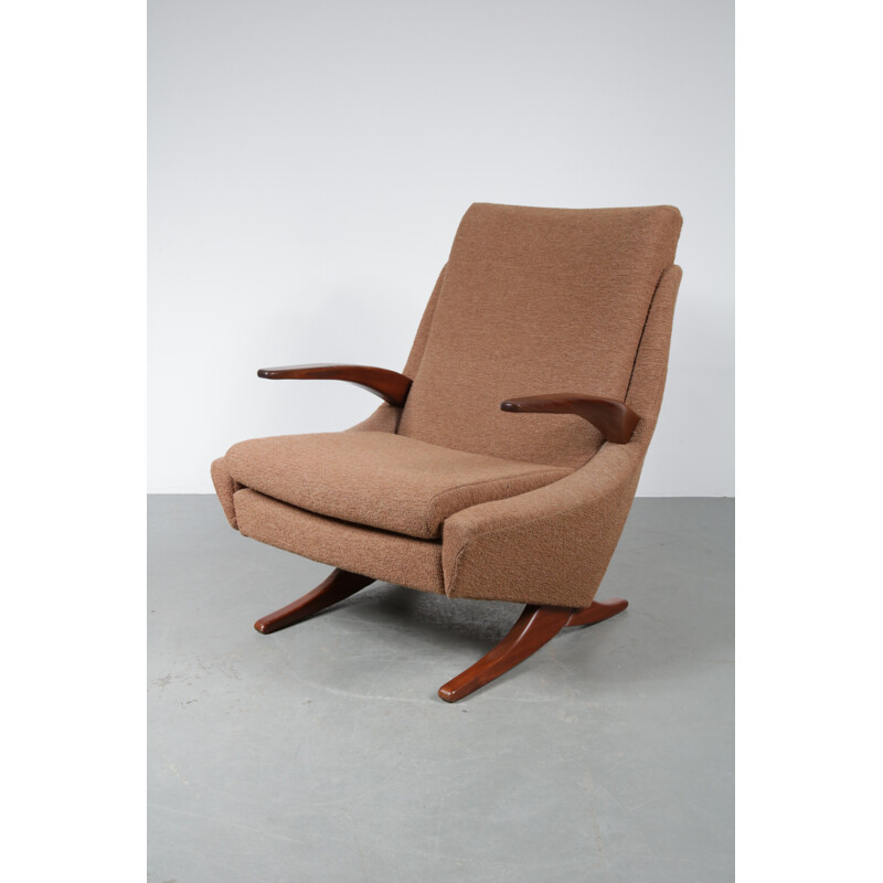 Fauteuil lounge marron clair vintage hollandais - 1950