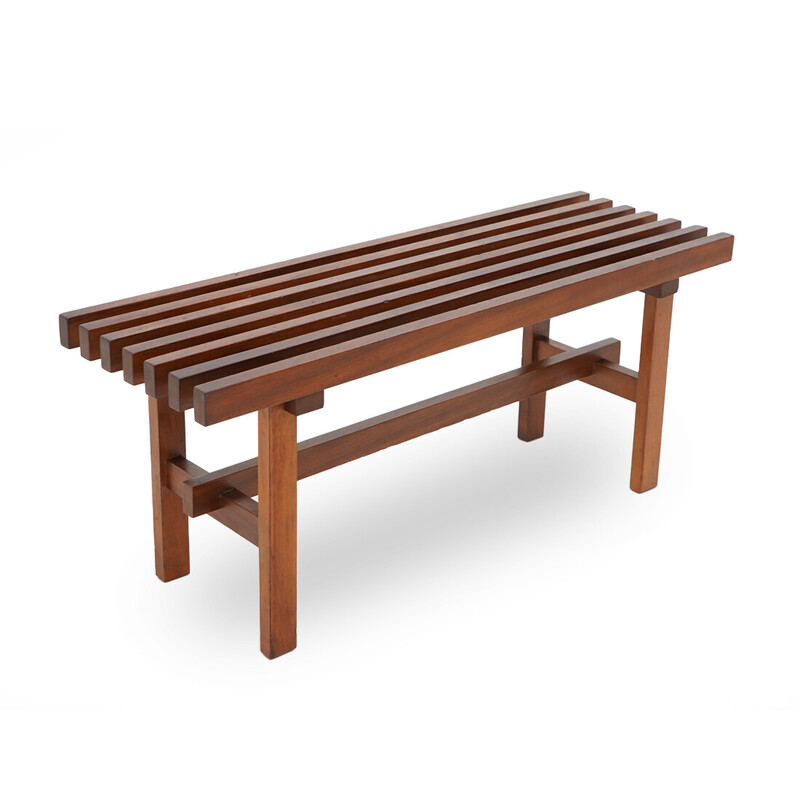 Vintage solid wood bench, Italy 1960
