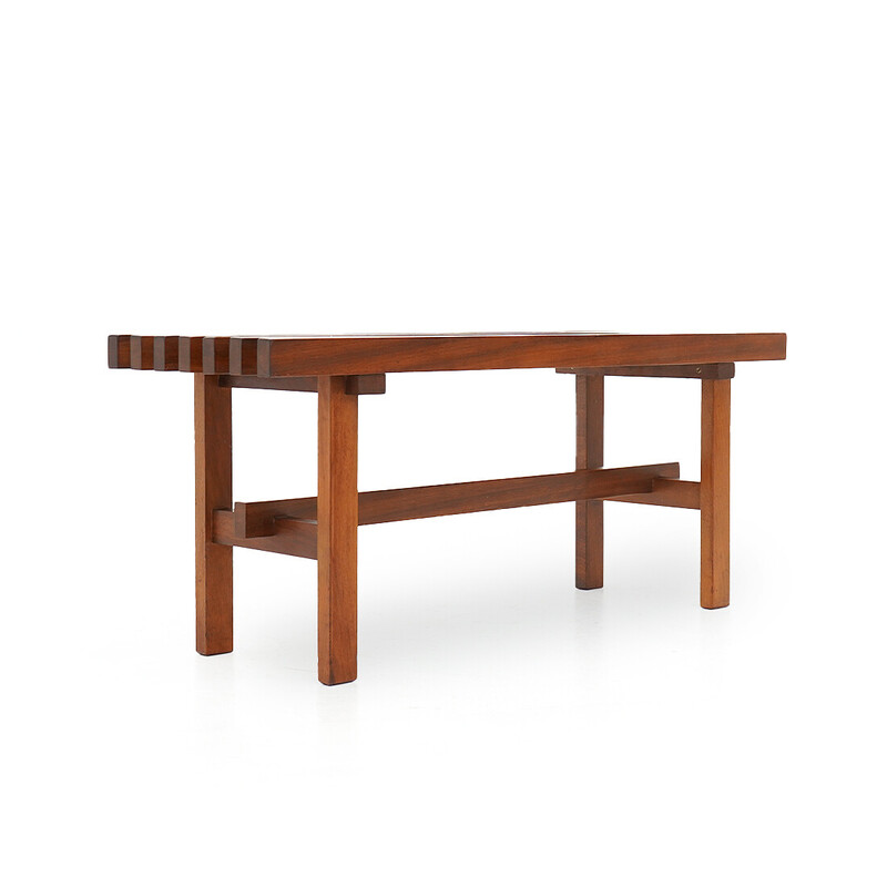 Vintage solid wood bench, Italy 1960