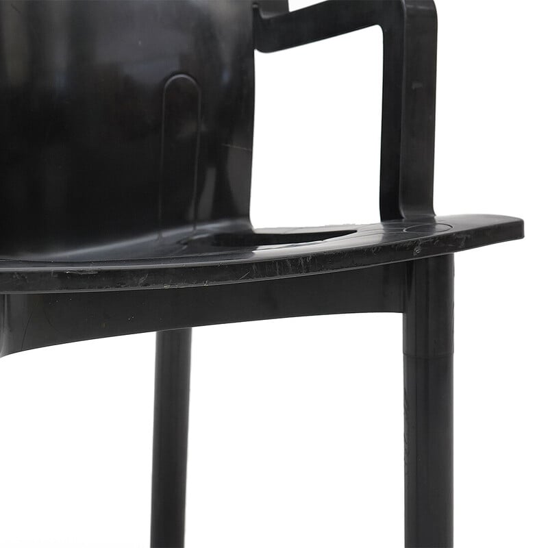 Lot de 4 chaises vintage modèle « 4870 » en plastique noir moulé d'Anna Castelli pour Kartell, Italie 1980