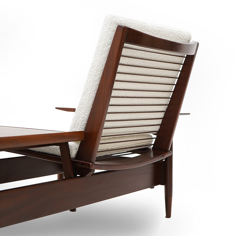 Vintage 2-seater sofa in wood and white buckle by Mario Franchioni for Framar, Italy 1960